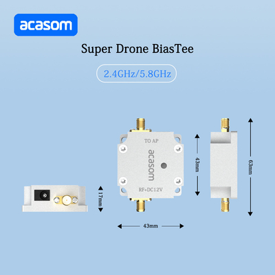 12V 슈퍼 드론 비아스 티 낮은 삽입 손실 ≤0.4dB 입력 전력 ≤40dBm 및 2.4-2.5GHz
