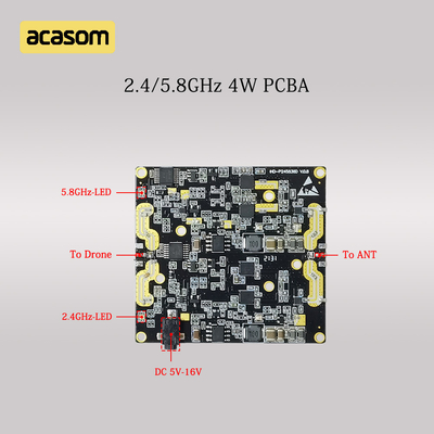 듀얼 밴드 5.8GHz 및 2.4GHz RF 신호 부스터 4W 36dBm DC 12V을위한 PCBA 보드