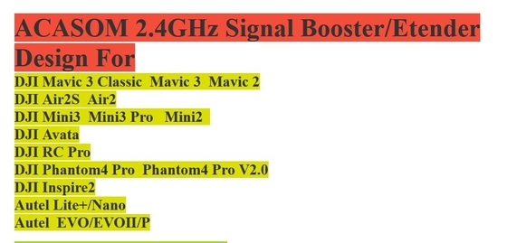 드론용 2400MHz RF 신호 확장기 Dji FPV EVO 고효율